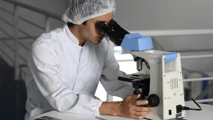 Lab scientist analyzing air samples